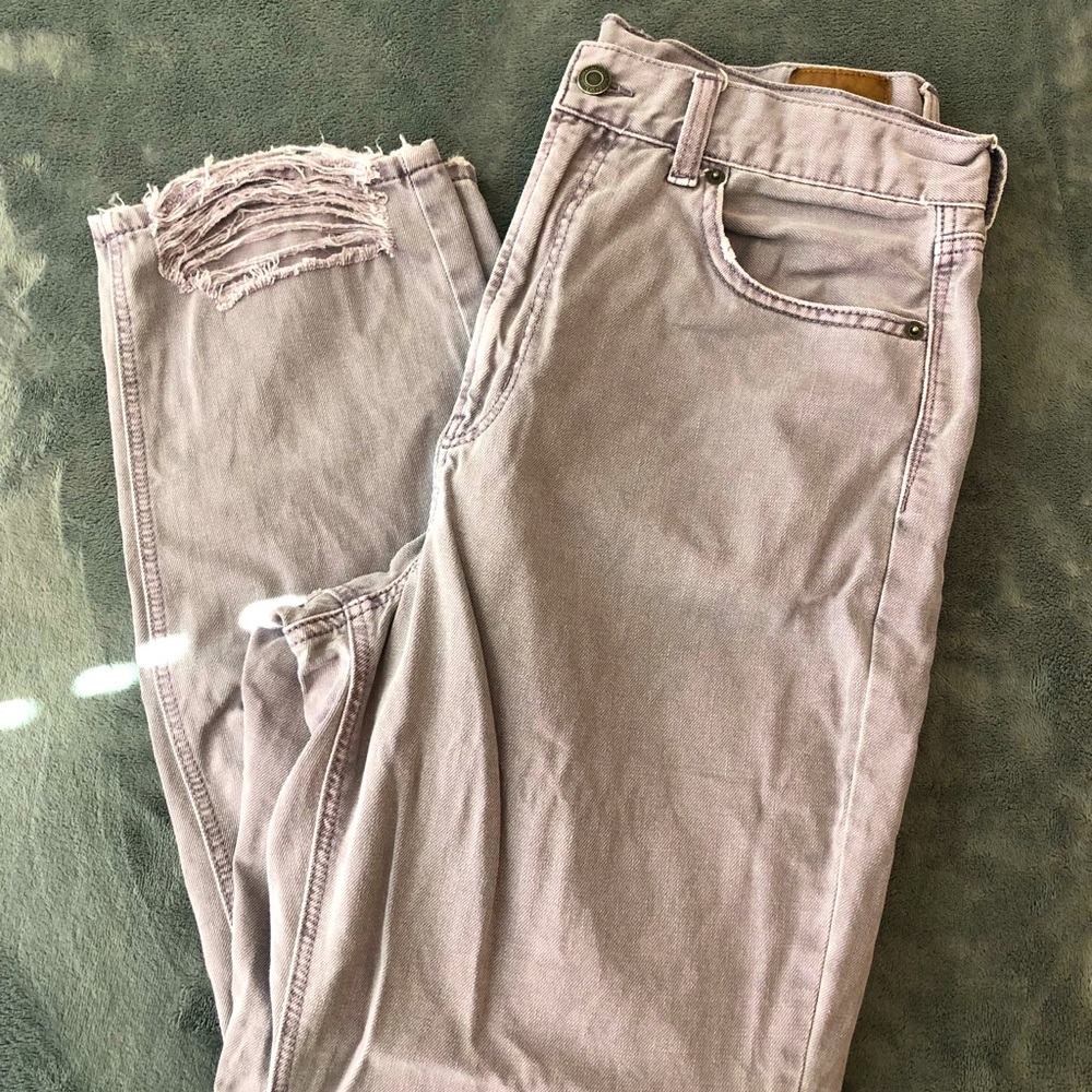 Pastel Purple Boyfriend Distressed Jeans